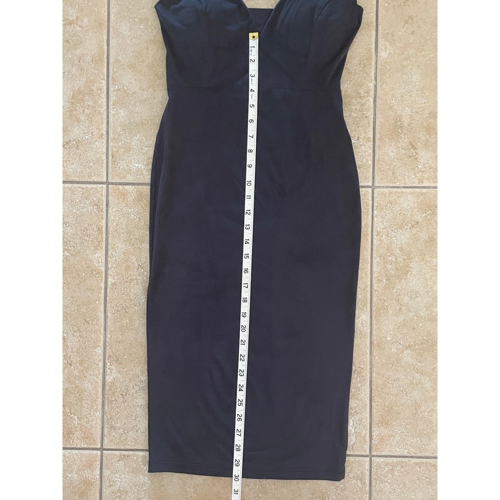 G by Guess Charcoal Faux Suede Cutout Back Bodycon Midi Dress Small - Picture 7 of 8